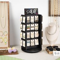 Support de présentoir à bijoux noir commercial rotatif pour collier, bague, boucles d'oreilles, présentoirs à bijoux en bois pour la vente