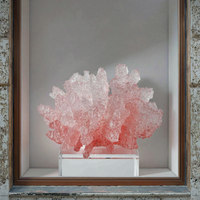 Décoration d'intérieur moderne de luxe léger en résine rose transparente en cristal, objet de décoration de table, décoration de bureau, bibelots, artisanat de Noël