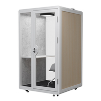 Cabine de bureau acoustique en panneaux de bois traditionnels, insonorisée, pour une réunion téléphonique en intérieur et un travail silencieux