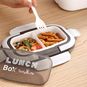 Cartoon Bento Lunch <b>Box</b> Eco-friendly <b>Plastic</b> Lid Portable Fast Food <b>Box</b> for Students Office Workers 1-3L Capacity Dual Tier 2 - Product Image 3