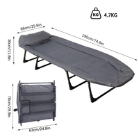 Lit de camping pliable en fer, chaise longue d'extérieur portable et inclinable pour le camping, les voyages et la plage