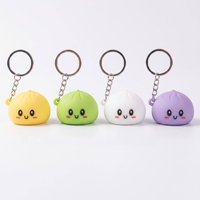 Porte-clés Mini Dumplings 2026 en silicone, jouet anti-stress lumineux à expression mignonne, breloque de sac de dessin animé