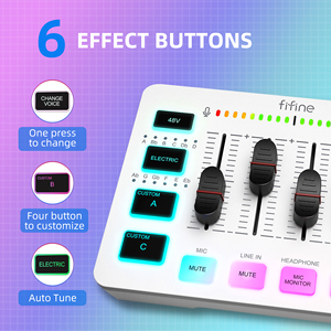 FIFINE SC3 ポッドキャストオーディオサウンドカードミキサー USB PC録音スタジオオーディオインターフェース ポータブルライブストリーミングXLRオーディオミキサー - Product Image 4