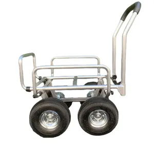 Chargez le chariot de cargaison en métal pliant le chariot de jardin extérieur le chariot à benne basculante le chariot en acier résistant de maille de cargaison