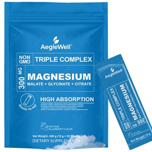 AegleWell Triple Complex Magnesium Stick Packs 300 mg de <span class=keywords><strong>magnesio</strong></span> elemental |   Alta Absorción, Apoya la Energía y el Sueño, 30 Sobres - Product Image 1