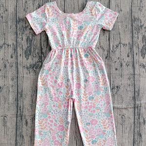 SR3987 rts Mono de manga corta para bebé con estampado de hojas y flores, conjunto de pijama infantil al por mayor - Product Image 1