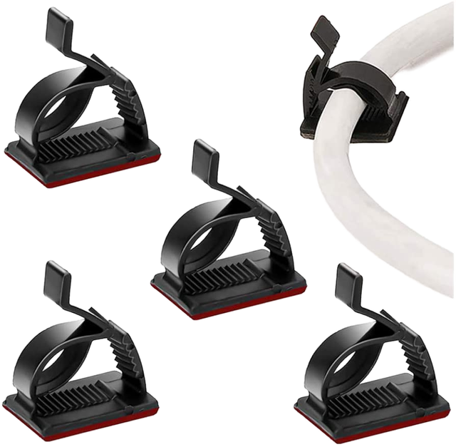 2025 Best Seller Black Adhesive Cable Clips R Plastic Wire Organizer Cord Holder for Desk Car Wall Ethernet Cable Management