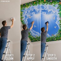 Peinture murale personnalisée pour plafond, toile huilée, ciel bleu et nuages, papier peint mural sur mesure pour hôtel, bureau, restaurant, centre commercial