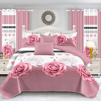 Ensemble de literie personnalisé de 24 pièces pour la maison et l'hôtel, housse de couette bon marché, taie d'oreiller, taies d'oreiller, salle de bain, 6 ensembles de couvre-lit avec rideaux