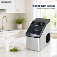 Machine automatique à fabriquer des boules de glace avec panier de rangement pouvant contenir 50 sphères de glace cristalline pour la maison, le bar ou les fêtes
