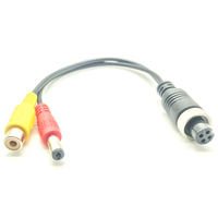 Câble adaptateur 4P Aviation pour moniteur de voiture, aviation femelle vers DC mâle + RCA femelle