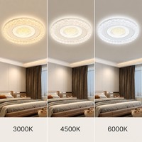 Plafonnier moderne en or martelé avec anneau central en cristal triangulaire LED, fabrication Zhongshan, pour salon et décoration intérieure
