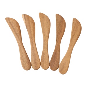 Couteau à beurre électrique en <span class=keywords><strong>bois</strong></span> d'acacia, 5 pièces, couteau à épandeur en <span class=keywords><strong>bois</strong></span>, sans percer - Product Image 1