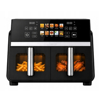 Friteuse à air numérique électrique à double zone 10L, double panier, 10 programmes prédéfinis, écran LED, rôtissage, cuisson, grill pour usage domestique