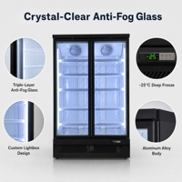 Congélateur vertical commercial à porte vitrée, température unique, refroidissement par air chaud, congélation à basse température (-25°C), armoire de congélation profonde