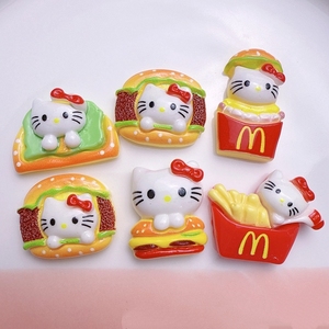 Accessori in Resina a Forma di Cibo Cartoon, Charm 3D Gatto KT Hamburger per Fai-da-Te, Clip per Capelli, Portachiavi, Decorazioni per Scarpe, Custodie per Telefoni e iPad - Product Image 2