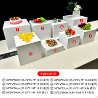 JINDA - Soporte de Exhibición de Alimentos para Restaurante, Mesa de Postres, Buffet, en Forma de Cubo, Acrílico Blanco de Buena Calidad
