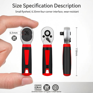 Mini <b>Ratchet</b> Wrench 1/4 In Chrome Vanadium Steel Industrial Grade Metric Single End Anti-Slip Handle - Product Image 3