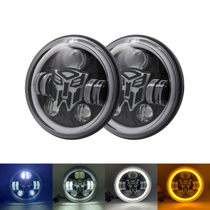 Phare LED rond de 7 pouces H4 scellé, faisceau haut et bas 80W avec anneau halo RVB, feux de jour DRL, clignotant pour Jeep, moto, Harley <span class=keywords><strong>Cafe</strong></span> - Product Image 2