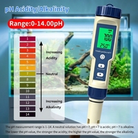 Analyseur numérique portable d'eau 5 en 1 avec écran LCD rétroéclairé, haute précision 0,05, pH, TDS, EC, sel, température, pour piscine, aquarium, hydroponie