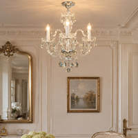 Lustre classique à 3 bras en cristal avec cadre en métal argenté, luminaire suspendu pour la décoration intérieure du salon