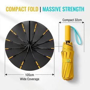 Nouvel Arrivage Parapluie Pliant Automatique à 12 Baleines en Fibre de Verre avec Logo Personnalisé pour Cadeau d'Affaires et Promotion - Product Image 3