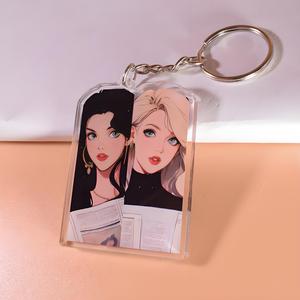 Toptan akrilik Charm kamera anahtarlık karikatür Anime figürü özel herhangi bir Logo akrilik Charm anahtarlıklar