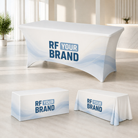 Support de bannière en tissu tendu personnalisé avec housse de table extensible assortie, kit d'affichage pop-up pour stand de salon professionnel