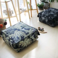 Coussin de sol de style nordique, imprimé feuilles de plantes, coussin carré pour la décoration du salon