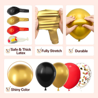 Kit de Guirnalda de Globos Rojos, Negros y Dorados, Arco de Globos de Látex con Confeti de 5, 10, 12 y 18 Pulgadas, Globos Estrella, para Fiestas de Cumpleaños