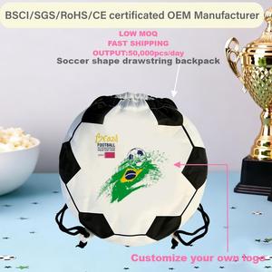 Bolsa Promocional <span class=keywords><strong>de</strong></span> Fútbol Personalizada, Bolsa con Cordón <span class=keywords><strong>de</strong></span> Poliéster 210D, Forma <span class=keywords><strong>de</strong></span> Balón <span class=keywords><strong>de</strong></span> Fútbol Brasileño, Bolsas Blancas con Cordón para Eventos Deportivos 2026 - Product Image 2