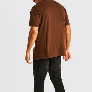 Camiseta de algodón con estampado Digital para hombre, camisa masculina de gran tamaño con logotipo personalizado de alta calidad, color marrón, venta al por mayor - Product Image 2