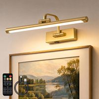 Lampe murale LED dorée rechargeable 4000 mAh pour salle de bain, luminaire mural dimmable pour miroir intérieur