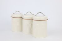 Boîte à pain en fer blanc avec ensemble de bidons de cuisine stockage sûr des aliments sucre thé pot à café et boîte à pain conteneurs pour comptoirs
