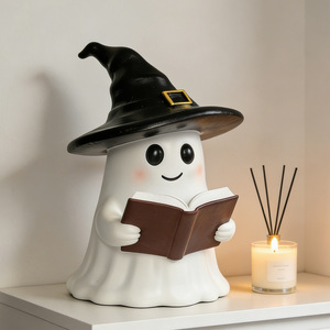 Dropshipping Shopify Halloween Ghost Playing Guitar Night Light Cute Reading Resin Figurine Table Decor - Product Image 6