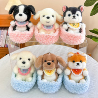 Nouveau Porte-clés en peluche Husky Border Collie transfrontalier, en forme de lit pour chien, poupée câline, cadeau d'anniversaire, en polyester