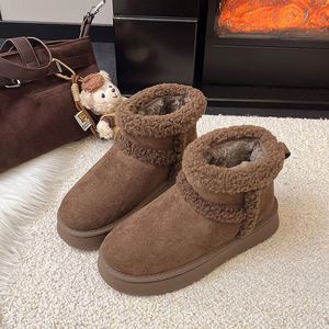 Nouvelles bottes de neige pour femme Hiver 2026 avec doublure polaire épaisse, antidérapantes et fourrure chaude intégrée, en coton moelleux - Product Image 3