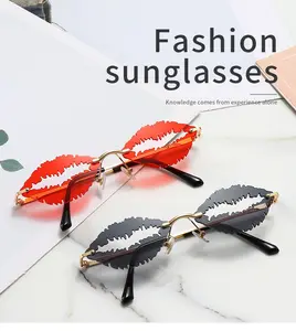 2020 Nieuwste Mode Populaire Lip Metalen Zonnebril Dames Cool Party Shades