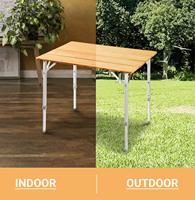 Table de camp en aluminium légère et portable à hauteur réglable pliante à quatre volets pour les voyages en plein air, le dîner et le camping.