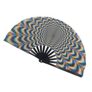 Guansen 13 Inch Bamboo Folding Hand in Custom Printed <b>Large</b> Rave <b>Fan</b> - Product Image 3