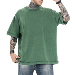 เสื้อยืดคอตตอนหนาน้ำหนักมาก พิมพ์โลโก้ตามสั่ง OEM เสื้อยืดผู้ชายสไตล์สตรีทแวร์ วินเทจ ล้างสีแบบแอซิด ทรงโอเวอร์ไซส์ เสื้อยืดเปล่าขายส่ง 6751 - Product Image 2