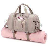 Petit sac de sport pour femme, sac fourre-tout de gym |   Sac de sport souple 17L résistant à l'eau avec fermeture éclair, compartiment humide et sangles pour tapis de yoga