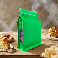 Sachet à fond plat en aluminium avec fenêtre transparente et fermeture éclair, sac en plastique pour noix, snacks, biscuits, épices, sachet à soufflet, emballage alimentaire
