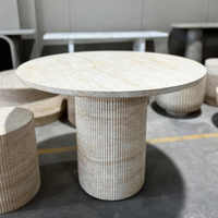 Mobilier moderne de luxe pour la maison et le bureau Table de salle à manger en marbre travertin naturel Table de salle à manger pour restaurant et café