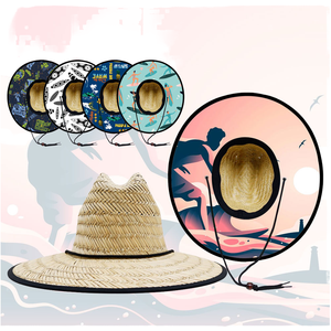 OEM 2024 rộng vành tự nhiên mũ rơm tùy chỉnh nhân viên cứu hộ phong cách với chuỗi kích thước cho người lớn trẻ em cho bãi biển mùa hè câu cá du lịch - Product Image 2