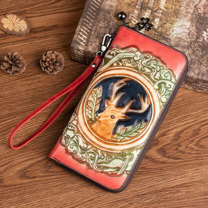 AndoBag Cartera Larga Vintage con Cabeza de Ciervo para Mujer, Cartera de Cuero Vacuno Genuino de Gran Capacidad, Monedero Tipo Clutch para Damas 88015 - Product Image 3