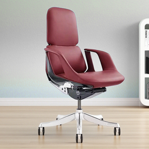 เก้าอี้สำนักงานหนังที่มีด้านหลังสีแดงคลาสสิกเพิ่มความอบอุ่นให้กับสำนักงานหลังกว้างเพื่อให้มั่นใจว่าสมดุลหนังระบายอากาศลดความร้อน - Product Image 5