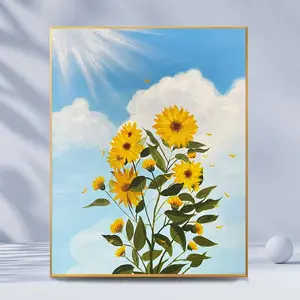 Wholesale Customizable Landscape Painting By Numbers 40x50 Digital Oil Beautiful Flowers Painting With Inner Frame