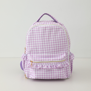 Mochila <span class=keywords><strong>de</strong></span> viaje personalizada <span class=keywords><strong>de</strong></span> nailon con encaje a cuadros para niños, monograma <span class=keywords><strong>de</strong></span> rayas con volantes, <span class=keywords><strong>mochilas</strong></span> escolares <span class=keywords><strong>personalizadas</strong></span> <span class=keywords><strong>de</strong></span> nailon para niños - Product Image 2