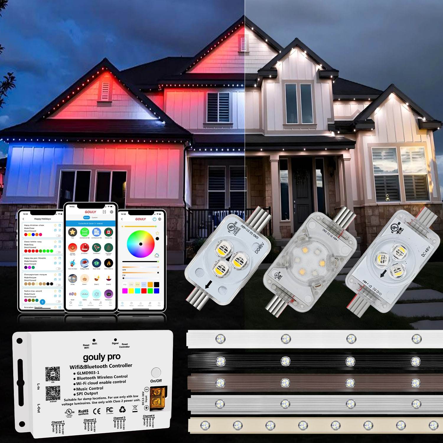 Smart Cloud WiFi Control Led Light Pixel 48v 4-wire Ip68 Outdoor Permanent Christmas Lights Track Rgbw Led Permanent Point Light